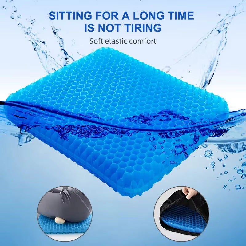 Gel Seat Cushion Summer Breathable Honeycomb Design for Pressure Relief Back Tailbone Pain - Home Office Wheelchair Chair Cars