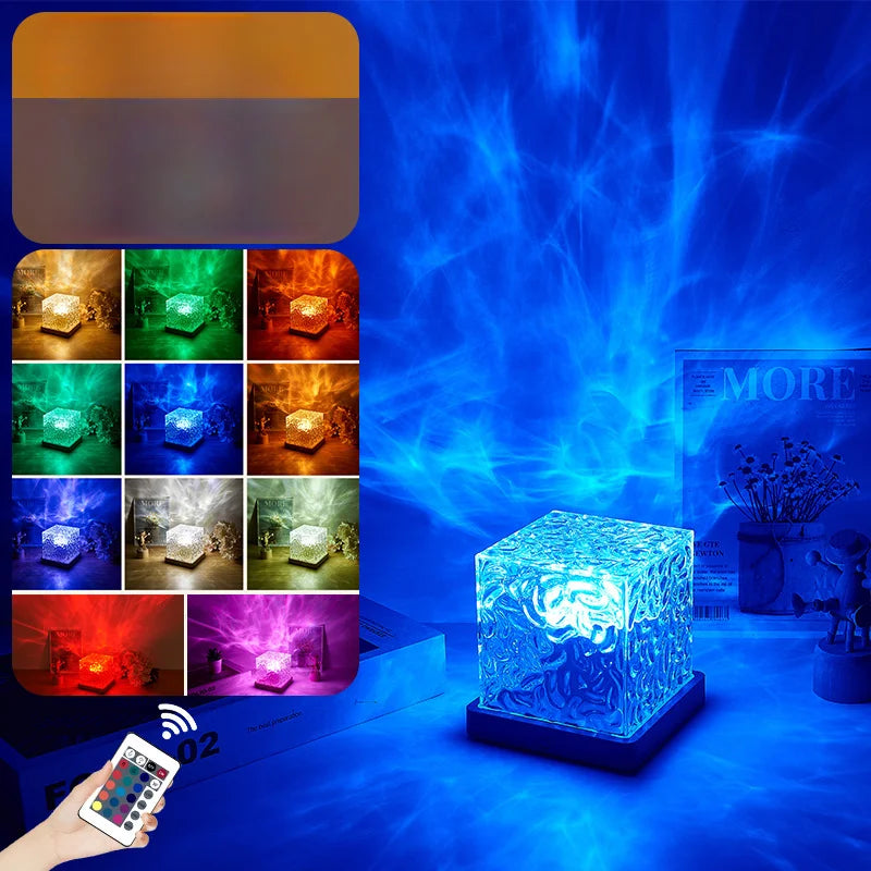 Ocean Wave Projector Light 16 Colors Midnight Aura Aurora Glow Lamp Home Office Bar Restaurant Underwater Projector Night Light