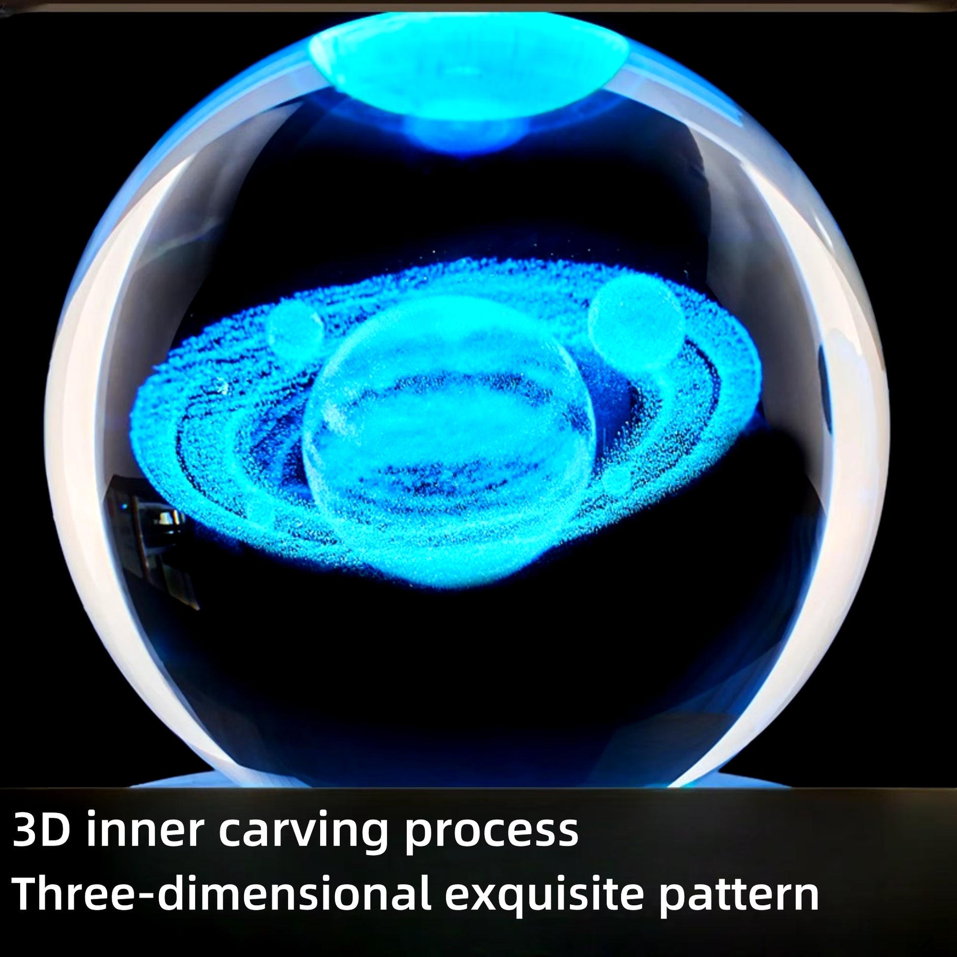 1Pc Saturn Crystal Ball Decoration Night Light, Wooden Base, USB Port, Bedroom Atmosphere Decoration, Holiday Gift Table Light.